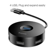 Kép 5/6 - Baseus Multi HUB Round Box USB 3.0 to 1x USB3.0 + 3x USB2.0 Fekete (CAHUB-F01)