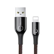 Kép 1/6 - Baseus Lightning USB intelligens LED visszajelzős gyorstöltésre képes iPhone Adat- és töltőkábel 2.4A 1m Fekete (CALCD-01)