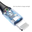 Kép 4/6 - Baseus Lightning USB intelligens LED visszajelzős gyorstöltésre képes iPhone Adat- és töltőkábel 2.4A 1m Fekete (CALCD-01)