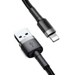 Obraz 6/6 - Baseus Lightning Cafule iPhone dátový a nabíjací kábel 1,5A 2m sivý čierny (CALKLF-CG1)