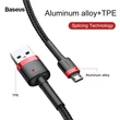 Obraz 4/6 - Cablul de date și încărcare Micro USB Cafule Baseus 1.5A 2m Roșu + Negru (CAMKLF-C91)