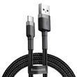 Kép 1/6 - Baseus Type-C USB C Cafule Adat- és töltőkábel 3A 1m Szürke + Fekete (CATKLF-BG1)