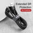 Kép 6/6 - Baseus Type-C USB C Cafule Adat- és töltőkábel 3A 1m Szürke + Fekete (CATKLF-BG1)