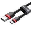 Kép 6/6 - Baseus Type-C USB C Cafule Adat- és töltőkábel 2A 2m Piros + Fekete (CATKLF-C91)