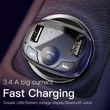 Kép 4/6 - Baseus T-Typed Bluetooth FM Transmitter + Autós 2xUSB töltő LED képernyővel Fekete (CCTM-01)