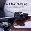 Kép 6/6 - Baseus T-Typed Bluetooth FM Transmitter + Autós 2xUSB töltő LED képernyővel Fekete (CCTM-01)