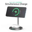 Kép 1/6 - CHOETECH T575-S 2 in 1 MagSafe állványos vezeték nélküli gyorstöltő 15W iPhpne 12 / Airpods kompatibilis (Szürke)