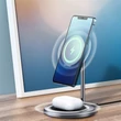 Kép 3/6 - CHOETECH T575-S 2 in 1 MagSafe állványos vezeték nélküli gyorstöltő 15W iPhpne 12 / Airpods kompatibilis (Szürke)
