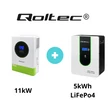 Obraz 1/8 - Qoltec Modulárny Hybridný Ostrovný Solárny Invertor Off-Grid 48V 11kW + 5kWh LiFePo4 batériový balík