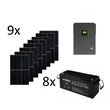 Kép 1/4 - Szigetüzemű napelemes MPPT rendszer csomag / szett 48V DC 3000W AGM 300Ah Akkumulátor 9x405W napelem
