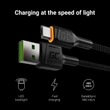 Obraz 2/5 - Green Cell Ray USB dátový a nabíjací kábel - Micro USB 200 cm oranžové LED osvetlenie Ultra Charge rýchle nabíjanie podpora QC 3.0