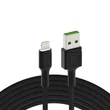 Kép 1/5 - Green Cell Ray USB Adat és töltőkábel - Lightning 200cm fehér LED háttérvilágítással, gyors töltésű Apple 2.4A