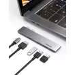 Kép 2/9 - Ugreen Multifunkcionális HUB 2x USB Typ C - USB Typ C PD (Thunderbolt 3, 100W, 4K@60 Hz, 10 Gbps) / HDMI 4K@30 Hz / 3x USB 3.0 MacBook Pro / Air - Szürke (60559)