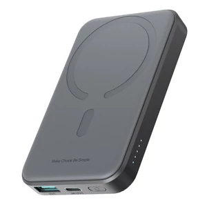 Joyroom Powerbank JR-W020 Mini 5000mAh USB-A USB-C indukčný 20W - čierny + kábel USB-C / USB-C