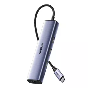 UGREEN CM475 adapter USB-C hub 3x USB 3.0, RJ45, USB-C PD (szürke)