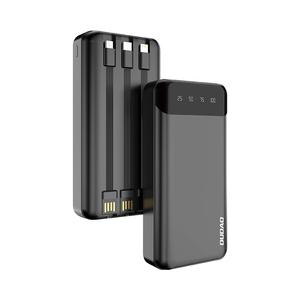 Dudao nagy teljesítményű powerbank 3 beépített kábellel 20000mAh USB Type C + micro USB + villámfekete (Dudao K6Pro +)