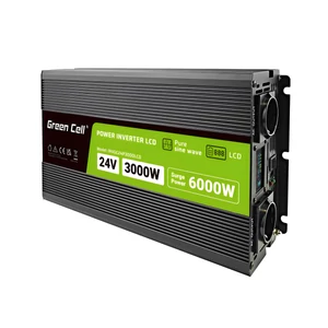 Green Cell Car Inverter from 24V to 230V voltage converter (voltage booster) 3000W/6000W Pure sine wave, with LCD Display