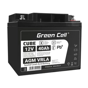 Green Cell CUBE AGM batéria IP54 12V 40Ah VRLA Gel hlboký cyklus, skúter, kosačka, loď, traktor