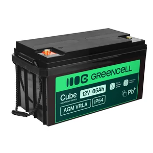Bezúdržbová batéria Green Cell Cube AGM VRLA IP54 12V 65Ah pre kosačky, skútre, lode a invalidné vozíky.