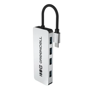 Green Cell Adaptér Basic HUB USB-C 4v1 (4×USB-A 3.0) – rýchly prenos až do 5 Gb/s, hliníkové puzdro