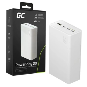 Greencell PowerPlay 30 - biela power banka s kapacitou 30 000mAh, 22,5W, 4 porty