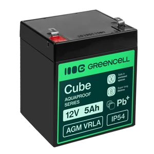 Bezúdržbová batéria Greencell AGM VRLA 12V 5Ah pre registračné pokladnice, hračky, fotoaparáty (91x70x102mm)