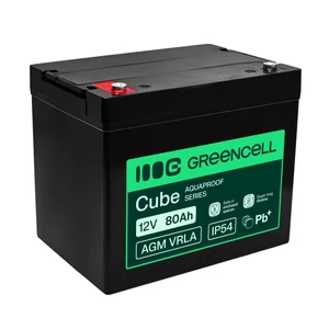 Greencell AGM VRLA 12V 80Ah karbantartásmentes akkumulátor UPS-hez, mérlegekhez, lakókocsihoz (260x168x216mm)