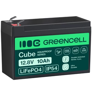 Green Cell CUBE LiFePO4 10Ah 12.8V 128Wh Lithium-iron-phosphate battery for power and emergency lighting, control panels