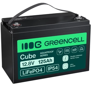 Green Cell CUBE LiFePO4 125Ah 12.8V 1600Wh Lithium Iron Phosphate Battery for Camper, Solar, Off-Grid System, Boat