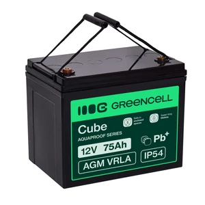 Green Cell CUBE AGM batéria IP54 12V 75Ah VRLA Gel hlboký cyklus, skúter, kosačka, loď, traktor
