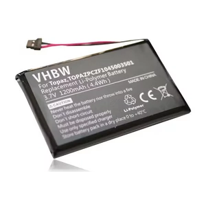 VHBW GPS Battery Replacement for Navigon Topaz, TOPAZPCZF1045003501 - 1200mAh, 3.7V