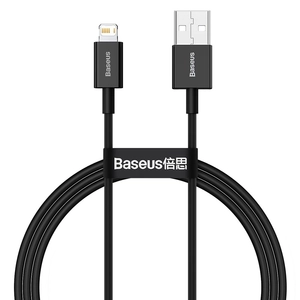 Baseus Superior USB - Lightning gyorstöltő adatkábel, 2,4 A, 1 m, fekete (CALYS-A01)