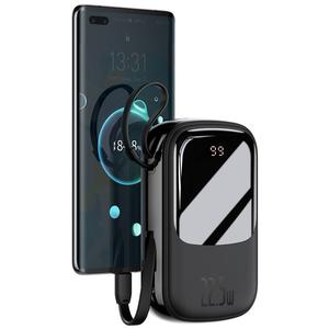 Baseus Qpow digitális kijelzős Power bank 20000mAh 22,5W USB / USB Type C / USB Type C kábel, Gyorstöltés, SCP AFC FCP, fekete (PPQD-I01)