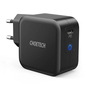 Choetech GaN USB Type C fali töltő, 61W, Power Delivery, fekete (Q6006-EU)