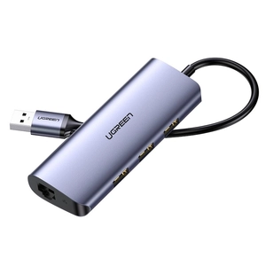 Ugreen multifunkcionális adapter HUB USB Type C - 3 x USB / Ethernet RJ-45 / mikro USB, szürke (CM252)