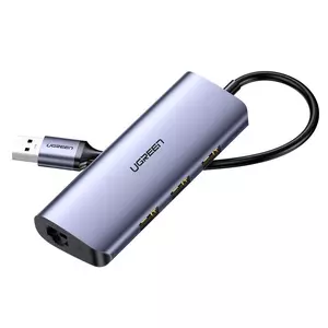 Ugreen multifunkcionális adapter HUB USB Type C - 3 x USB / Ethernet RJ-45 / mikro USB, szürke (CM252)