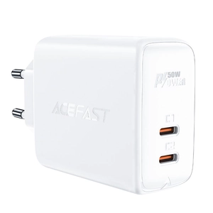 Acefast töltő GaN USB Type C 50W, PD, QC 3.0, AFC, FCP fehér (A29 white)