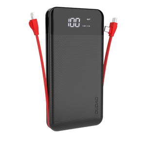 Dudao 2x USB power bank 10000mAh 2A built-in cable 3in1 Lightning / USB Type C / micro USB 3A black (K1A-black)