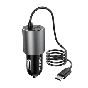 Dudao R5ProT 1x USB autós töltő, 3,4A + USB-C kábel (szürke)