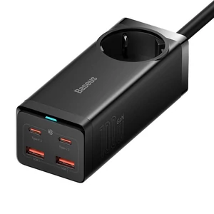 Baseus GaN3 Pro fali töltő / powerstrip 2xUSB + 2xUSB-C + AC, 100W (fekete)