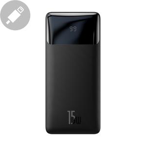 Baseus Bipow gyorstöltő powerbank 20000mAh 15W fekete (Overseas edition) + USB-A - Micro USB kábel 0.25m fekete (PPBD050101)