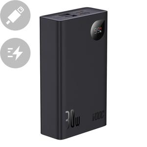 Baseus Adaman2 powerbank digitális kijelzővel 20000mAh 30W 2 x USB / 1x USB Type C Power Delivery gyorstöltés SCP, Oppo Super VOOC fekete (PPAD050101)