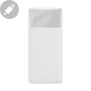 Baseus Bipow powerbank cu afișaj 10000mAh 15W alb (ediție de peste mări) + cablu USB-A - Micro USB 0,25m alb (PPBD050002)