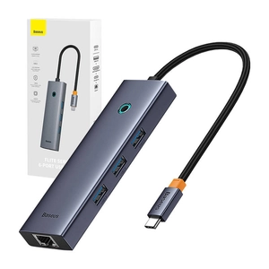 Baseus UltraJoy Hub 6in1,6-Port ( USB-C to 1xHDMI4K@30Hz + 3xUSB 3.0 + 1xPD +RJ45)