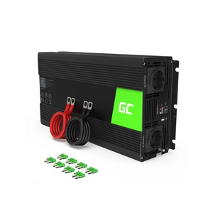 Green Cell Autós Inverter 12V-ról 230V-ra feszültségátalakító (feszültség növelő) 1500W Tiszta szinuszhullám
