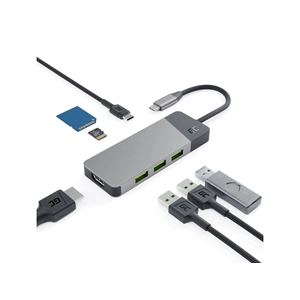 Green Cell Adapter HUB GC Connect 7in1 (3xUSB-A 3.1 HDMI 4K 60Hz USB-C PD 85W) az Apple MacBook M1/M2, Lenovo X1, Asus ZenBook, Dell XPS modellekhez