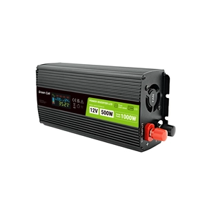 Green Cell Autós Inverter 12V-ról 230V-ra feszültségátalakító (feszültség növelő) 500W/1000W Tiszta szinuszhullámú, LCD Kijelzővel 