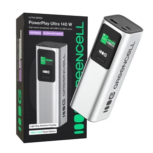 Greencell PowerPlay Ultra Powerbank 25200mAh 140W PD USB C gyors töltéssel laptophoz, MacBookhoz, iPhone 16 15 14 Pro Maxhoz
