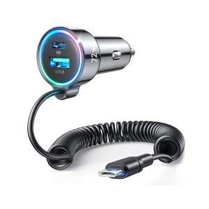 Joyroom JR-CL07 72W 3-v-1 Autonabíjačka s 1,6m USB-C Káblom – Čierna
