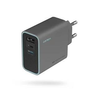 Cuktech CUKAD653EUGR 65W GaN Nástenná nabíjačka 2 x USB-C 1 x USB-A - Sivá